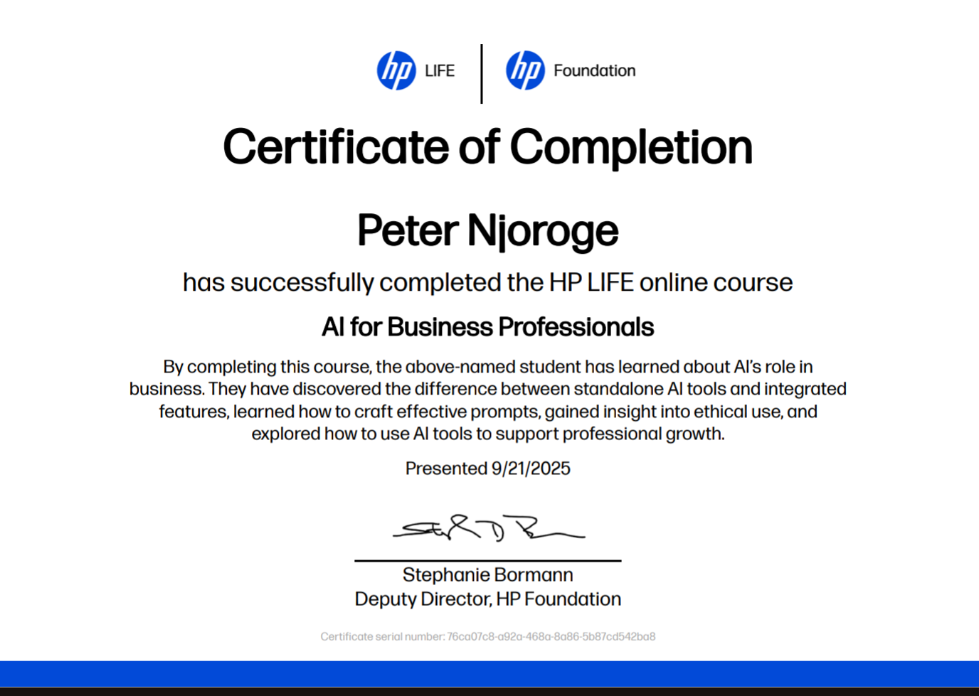 AI for Business Professionals — HP LIFE